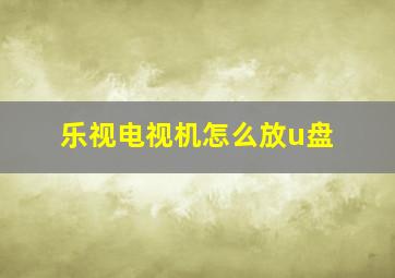 乐视电视机怎么放u盘