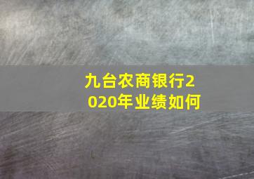 九台农商银行2020年业绩如何