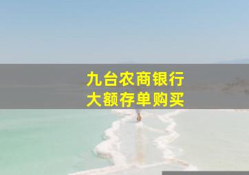 九台农商银行大额存单购买