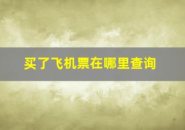 买了飞机票在哪里查询