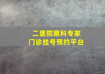 二医院眼科专家门诊挂号预约平台