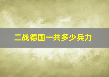 二战德国一共多少兵力