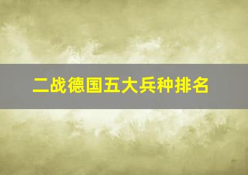 二战德国五大兵种排名