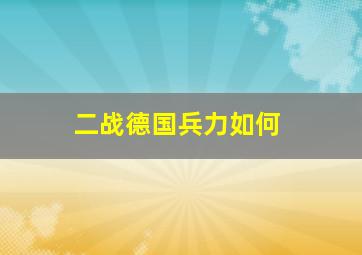 二战德国兵力如何