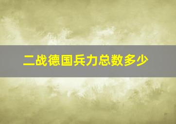 二战德国兵力总数多少