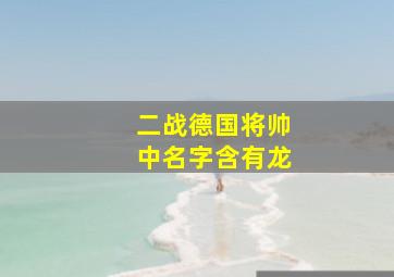 二战德国将帅中名字含有龙