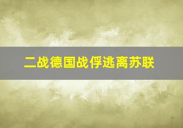 二战德国战俘逃离苏联