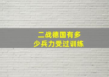 二战德国有多少兵力受过训练