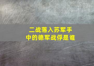 二战落入苏军手中的德军战俘是谁