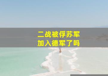 二战被俘苏军加入德军了吗