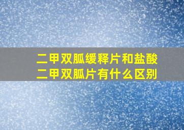 二甲双胍缓释片和盐酸二甲双胍片有什么区别