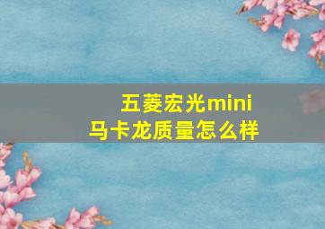 五菱宏光mini马卡龙质量怎么样