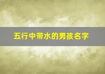 五行中带水的男孩名字