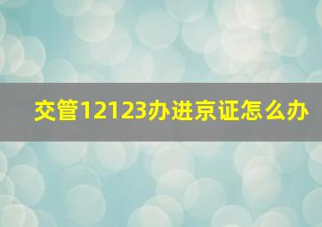 交管12123办进京证怎么办