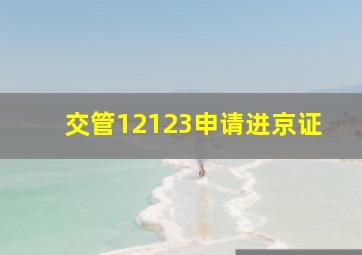 交管12123申请进京证