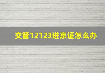 交管12123进京证怎么办