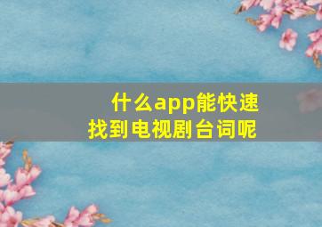 什么app能快速找到电视剧台词呢