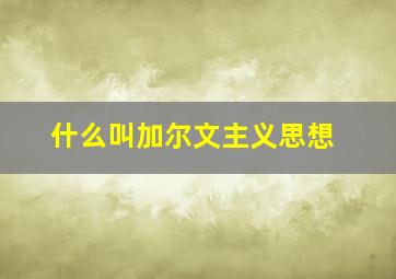 什么叫加尔文主义思想