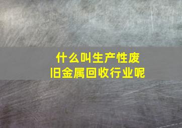 什么叫生产性废旧金属回收行业呢