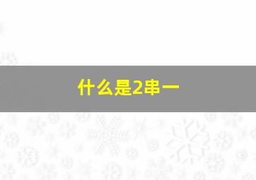 什么是2串一