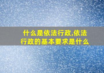 什么是依法行政,依法行政的基本要求是什么