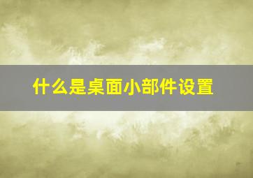 什么是桌面小部件设置