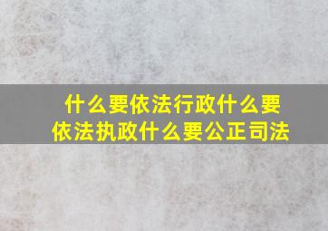 什么要依法行政什么要依法执政什么要公正司法