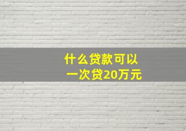 什么贷款可以一次贷20万元