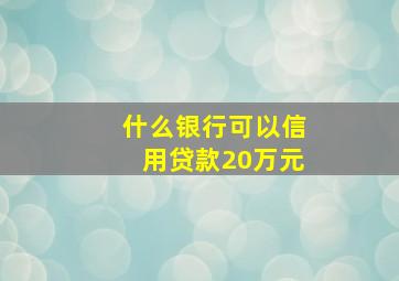 什么银行可以信用贷款20万元