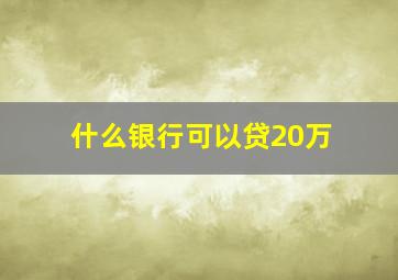 什么银行可以贷20万