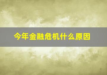 今年金融危机什么原因