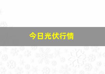 今日光伏行情