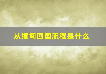 从缅甸回国流程是什么