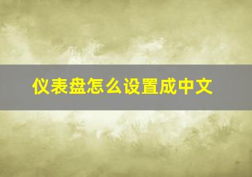 仪表盘怎么设置成中文