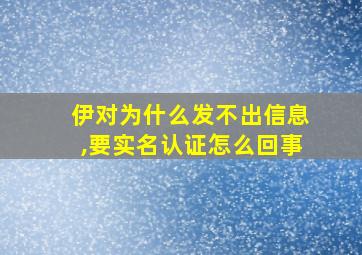 伊对为什么发不出信息,要实名认证怎么回事