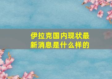 伊拉克国内现状最新消息是什么样的