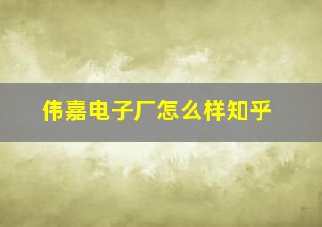 伟嘉电子厂怎么样知乎