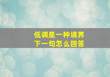 低调是一种境界下一句怎么回答