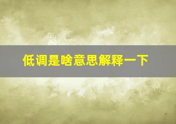 低调是啥意思解释一下