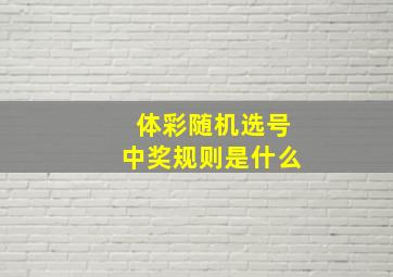 体彩随机选号中奖规则是什么