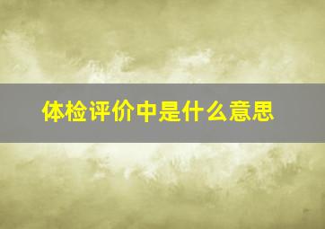 体检评价中是什么意思