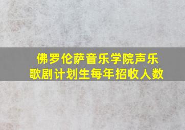 佛罗伦萨音乐学院声乐歌剧计划生每年招收人数