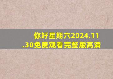 你好星期六2024.11.30免费观看完整版高清