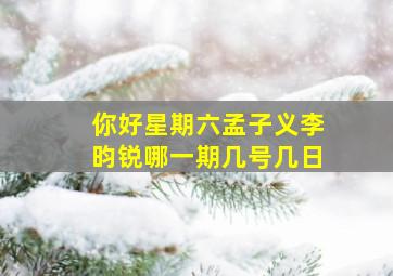 你好星期六孟子义李昀锐哪一期几号几日