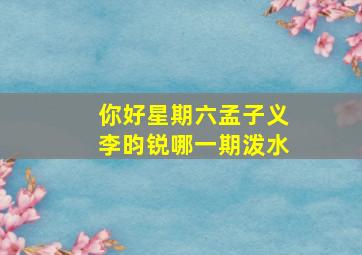 你好星期六孟子义李昀锐哪一期泼水