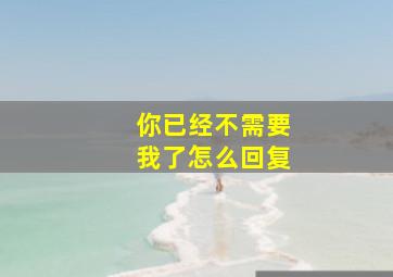 你已经不需要我了怎么回复