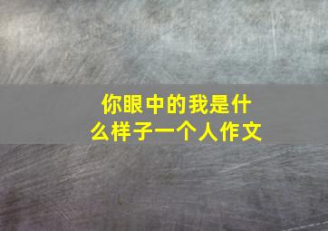 你眼中的我是什么样子一个人作文