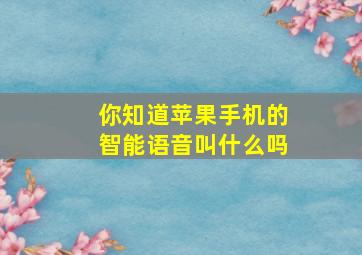 你知道苹果手机的智能语音叫什么吗