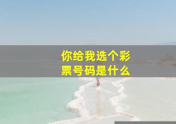 你给我选个彩票号码是什么