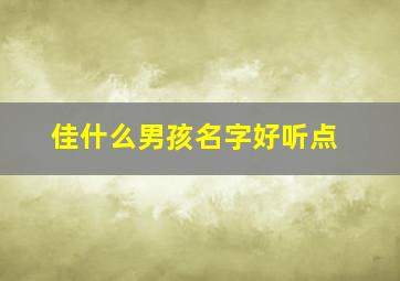 佳什么男孩名字好听点